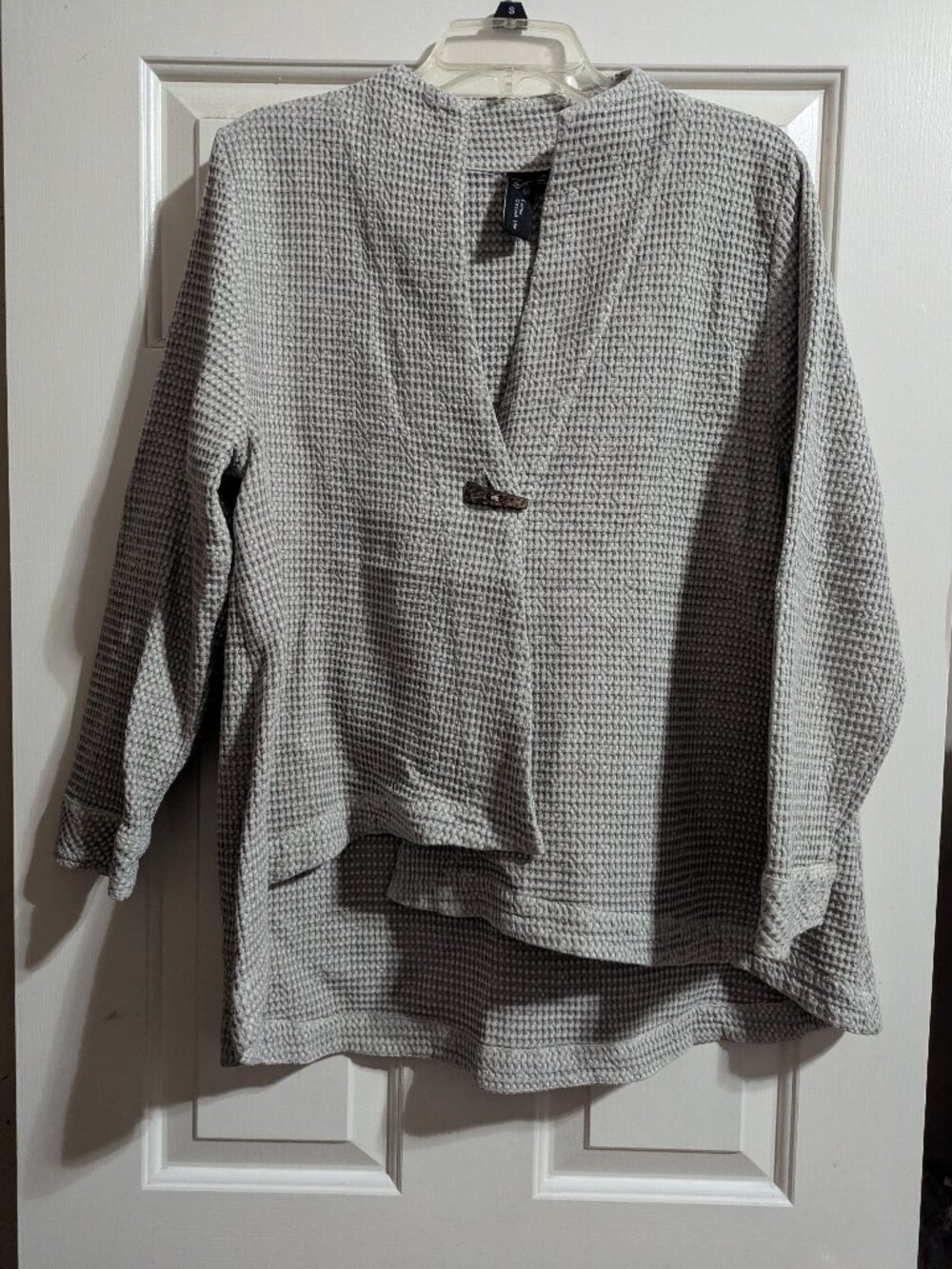Gray waffle sweater jacket
